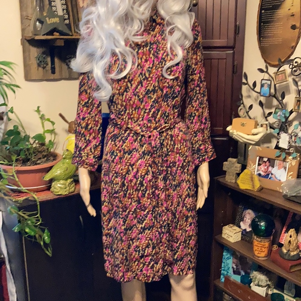 Diane Von Furstenberg Multicolor Floral Belted Long-Sleeve Dress